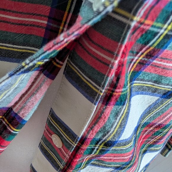 Lauren Ralph Lauren plaid ruffled button down blouse Small Academia Tartan - Picture 6 of 9